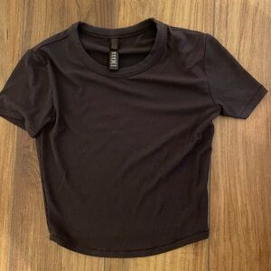 SKIMS Brown Fitted Crop Short Sleeve Tee